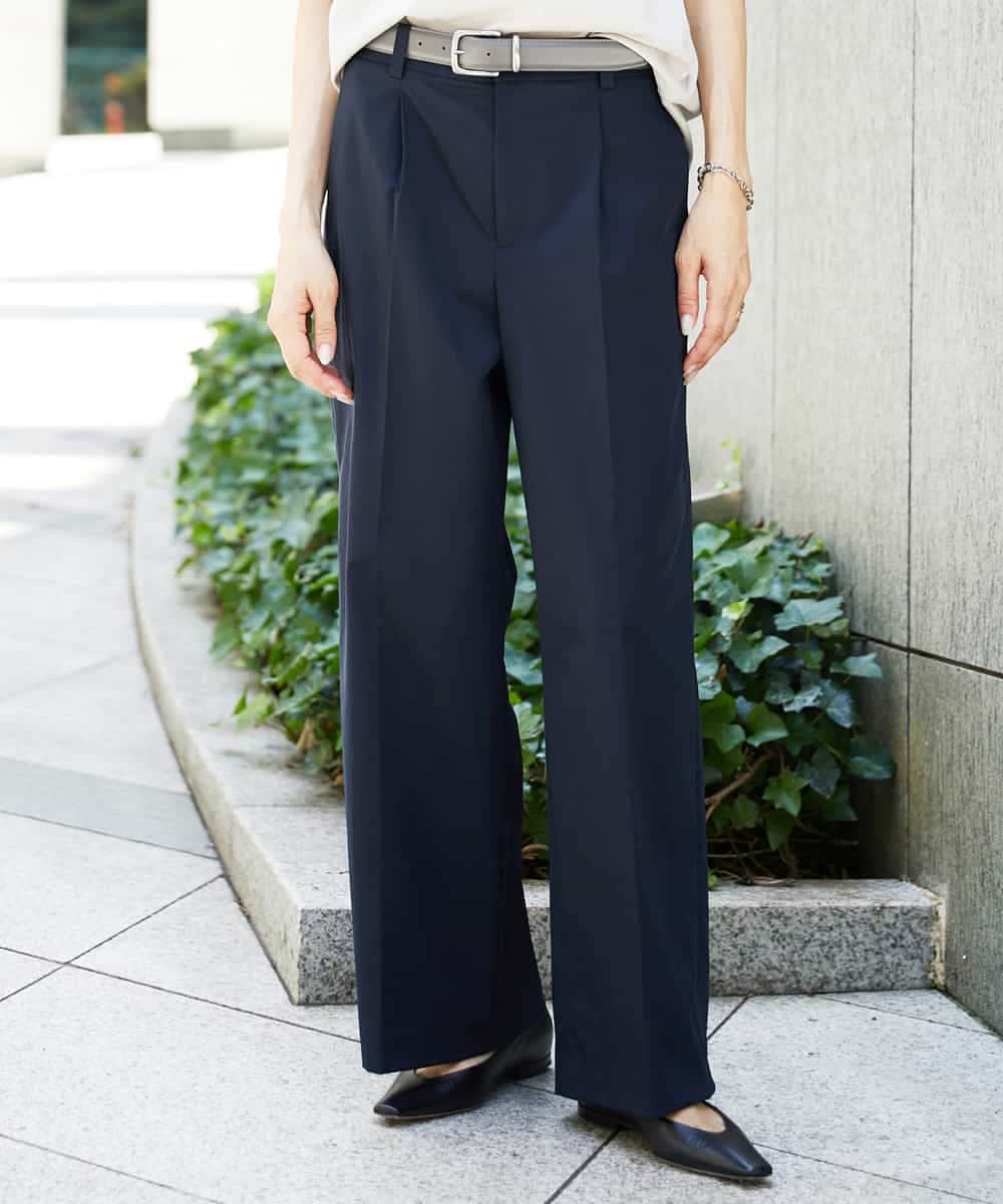 FMLHD03240 MICHEL KLEIN(ミッシェルクラン) ワンタックワイドパンツ ネイビー