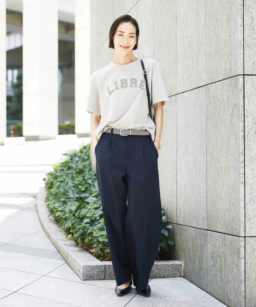 FMLHD03240 MICHEL KLEIN(ミッシェルクラン) ワンタックワイドパンツ ネイビー