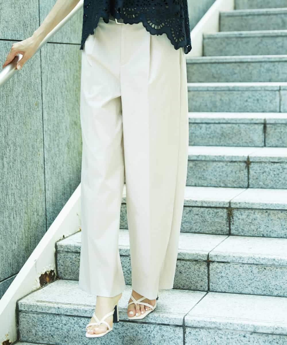 FMLHD03240 MICHEL KLEIN(ミッシェルクラン) ワンタックワイドパンツ ネイビー