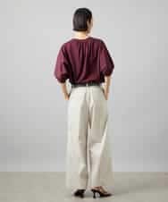 FMLHD03240 MICHEL KLEIN(ミッシェルクラン) ワンタックワイドパンツ ネイビー