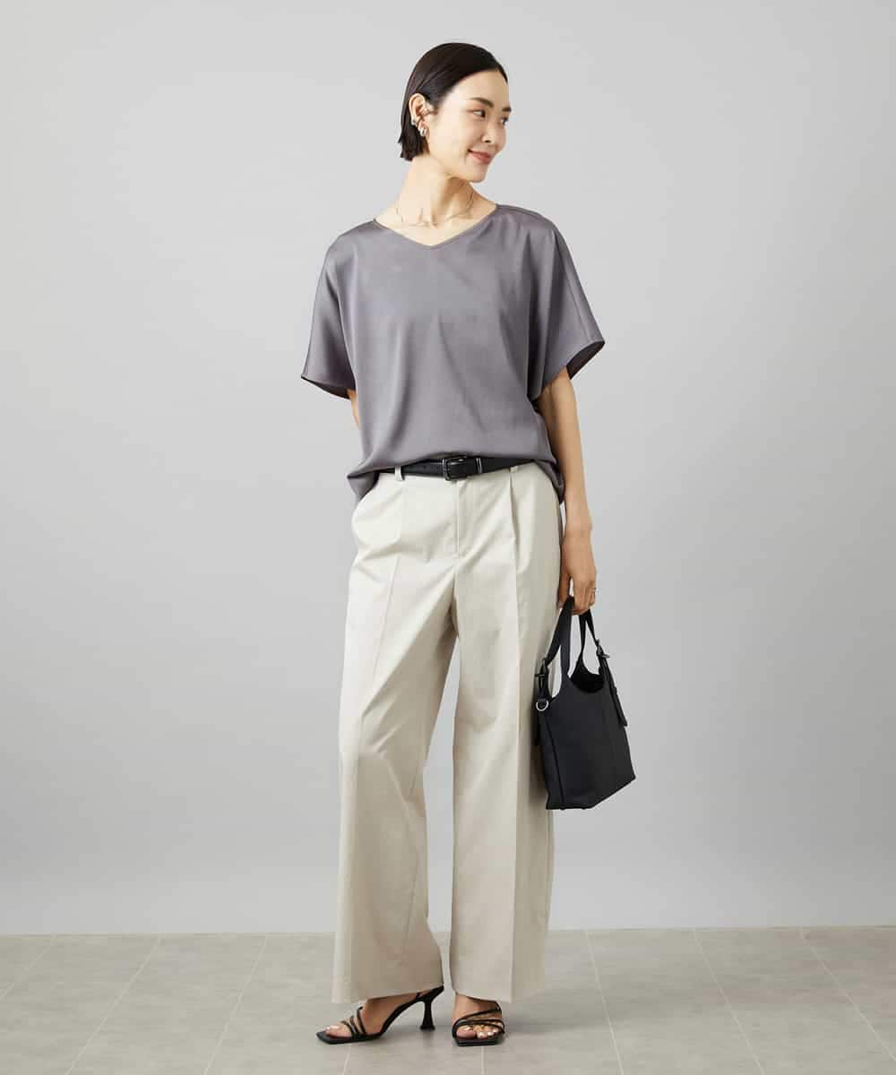 FMLHD03240 MICHEL KLEIN(ミッシェルクラン) ワンタックワイドパンツ ネイビー