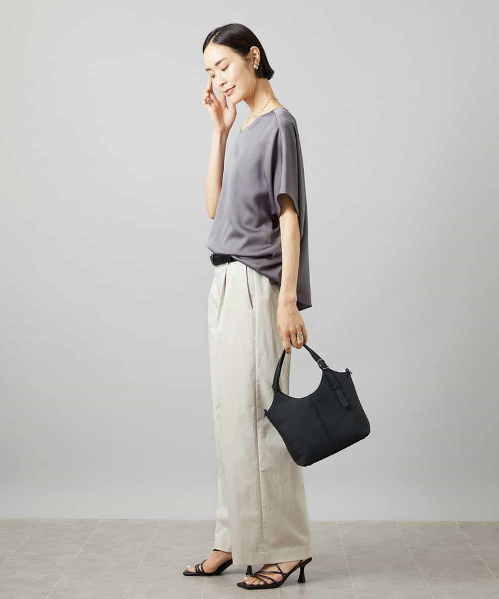 FMLHD03240 MICHEL KLEIN(ミッシェルクラン) ワンタックワイドパンツ ネイビー
