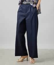 FMLHD03240 MICHEL KLEIN(ミッシェルクラン) ワンタックワイドパンツ ネイビー