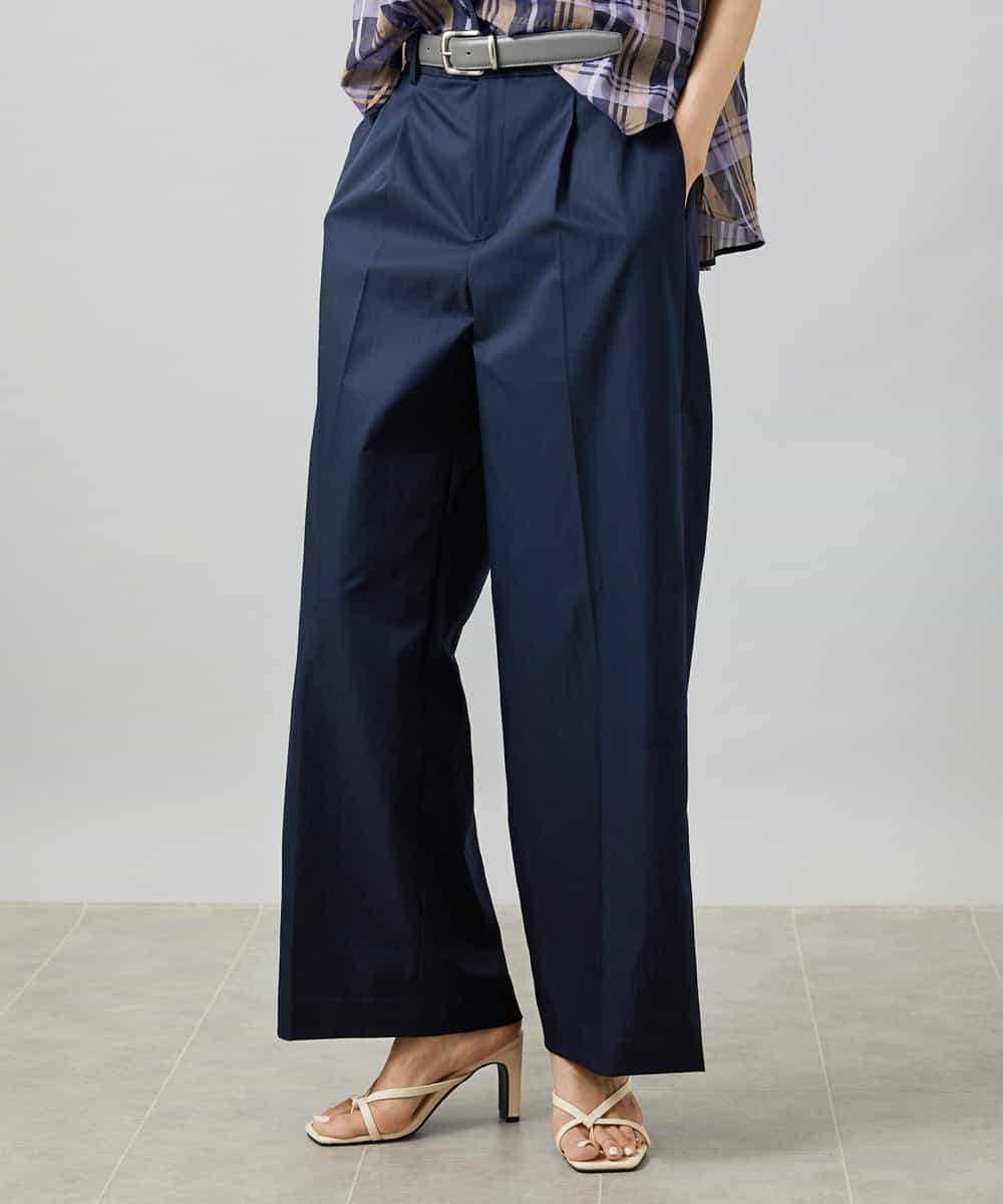 FMLHD03240 MICHEL KLEIN(ミッシェルクラン) ワンタックワイドパンツ ネイビー