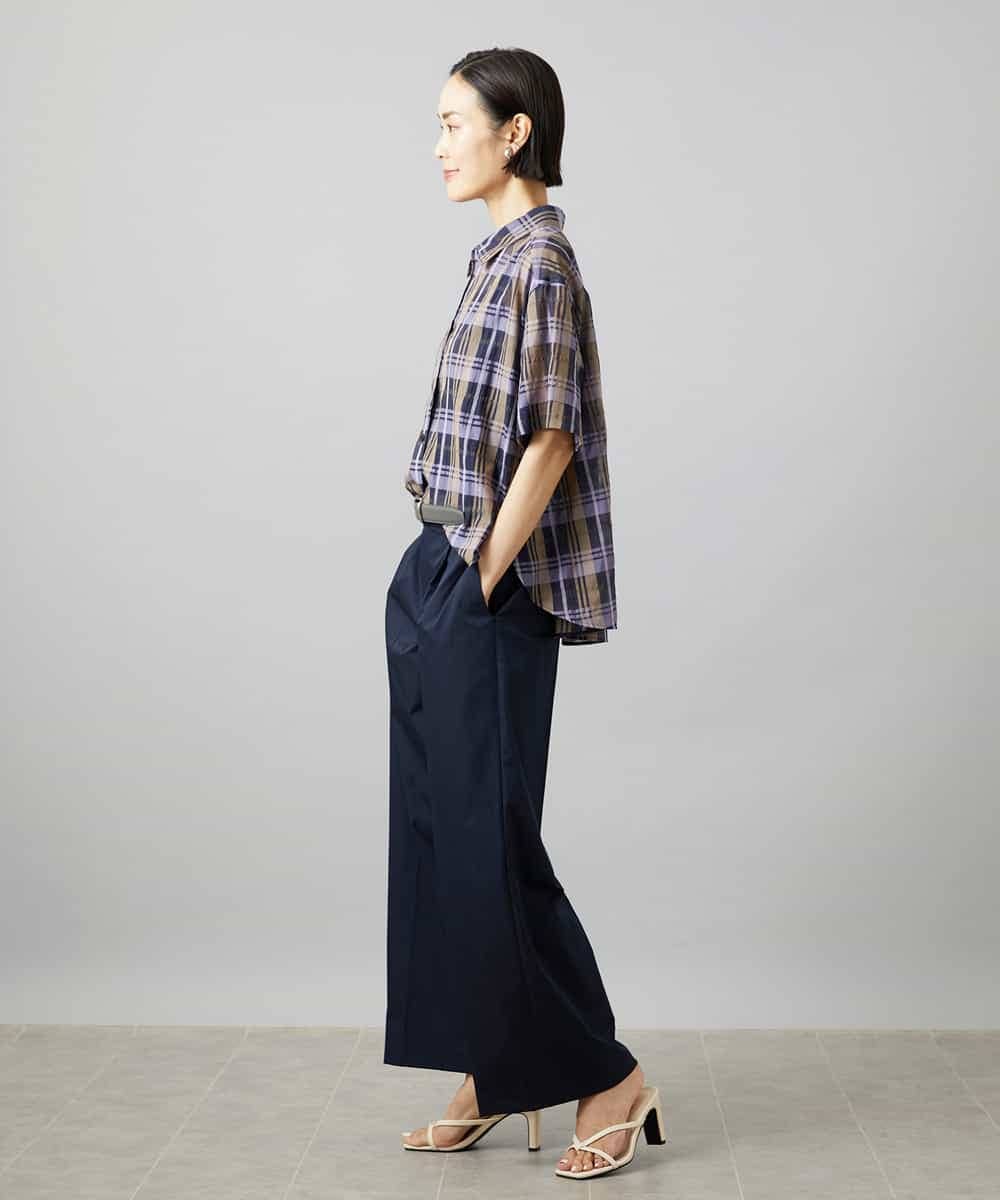 FMLHD03240 MICHEL KLEIN(ミッシェルクラン) ワンタックワイドパンツ ネイビー