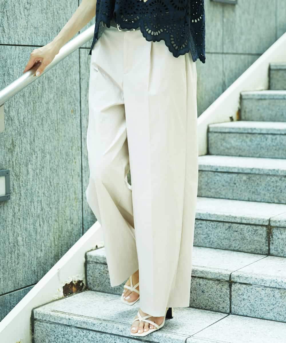 FMLHD03240 MICHEL KLEIN(ミッシェルクラン) ワンタックワイドパンツ ベージュ