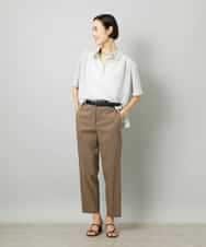 FMLHD08250 MICHEL KLEIN(ミッシェルクラン) リネンストレッチ テーパードパンツ ブラウン