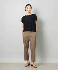 FMLHD08250 MICHEL KLEIN(ミッシェルクラン) リネンストレッチ テーパードパンツ ブラウン
