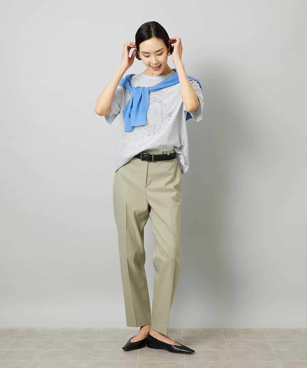 FMLHD08250 MICHEL KLEIN(ミッシェルクラン) リネンストレッチ テーパードパンツ ブラウン