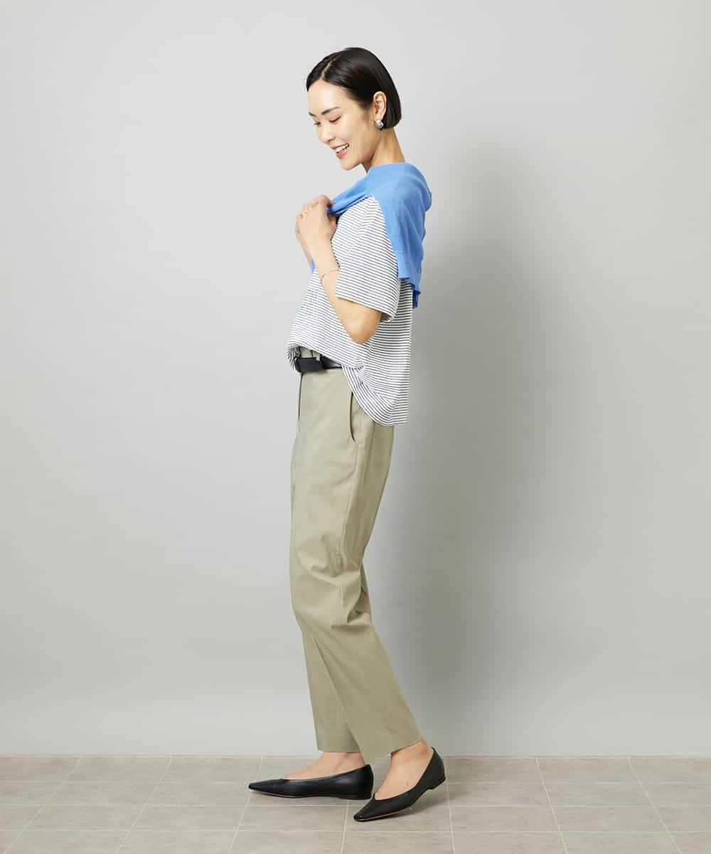 FMLHD08250 MICHEL KLEIN(ミッシェルクラン) リネンストレッチ テーパードパンツ ブラウン