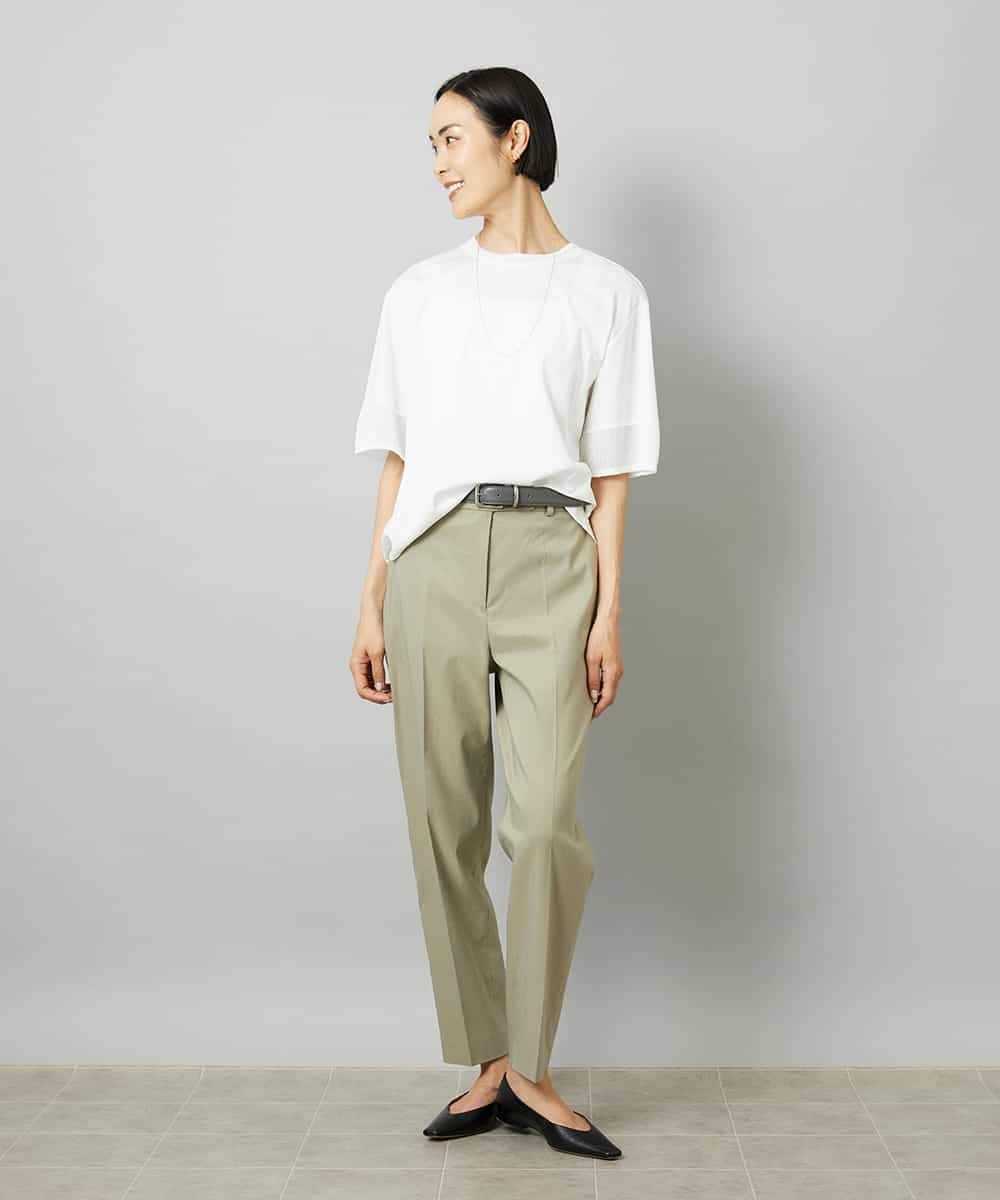 FMLHD08250 MICHEL KLEIN(ミッシェルクラン) リネンストレッチ テーパードパンツ ブラウン
