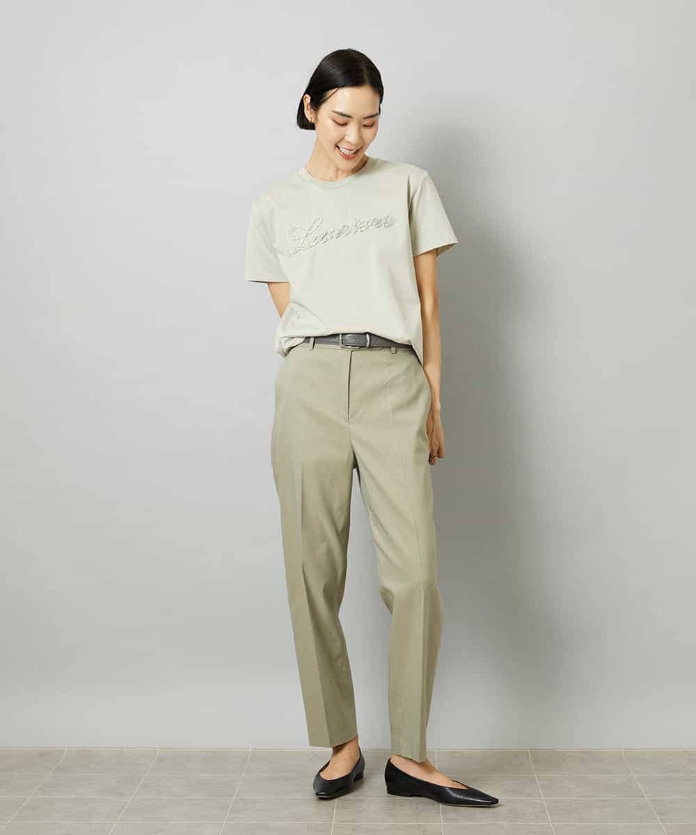 FMLHD08250 MICHEL KLEIN(ミッシェルクラン) リネンストレッチ テーパードパンツ ブラウン