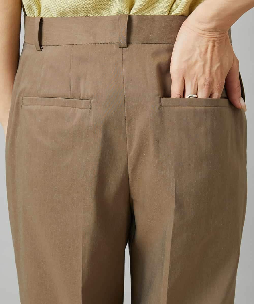 FMLHD08250 MICHEL KLEIN(ミッシェルクラン) リネンストレッチ テーパードパンツ ブラウン
