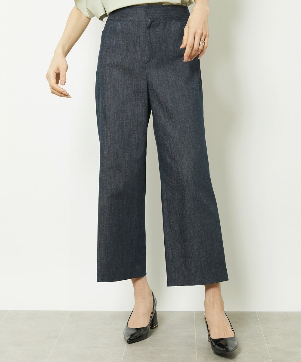 FMLHV50200 MICHEL KLEIN(ミッシェルクラン) リヨセルデニムセミワイドパンツ グレージュ(92)