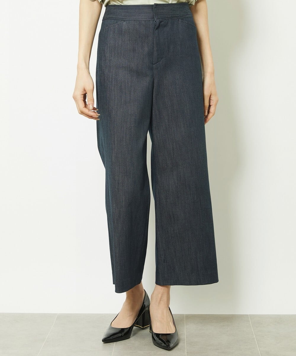 FMLHV50200 MICHEL KLEIN(ミッシェルクラン) リヨセルデニムセミワイドパンツ グレージュ(92)