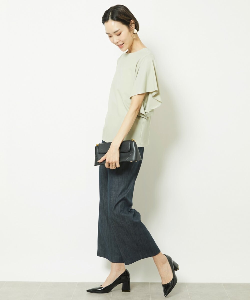 FMLHV50200 MICHEL KLEIN(ミッシェルクラン) リヨセルデニムセミワイドパンツ グレージュ(92)