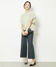 FMLHV50200 MICHEL KLEIN(ミッシェルクラン) リヨセルデニムセミワイドパンツ グレージュ(92)