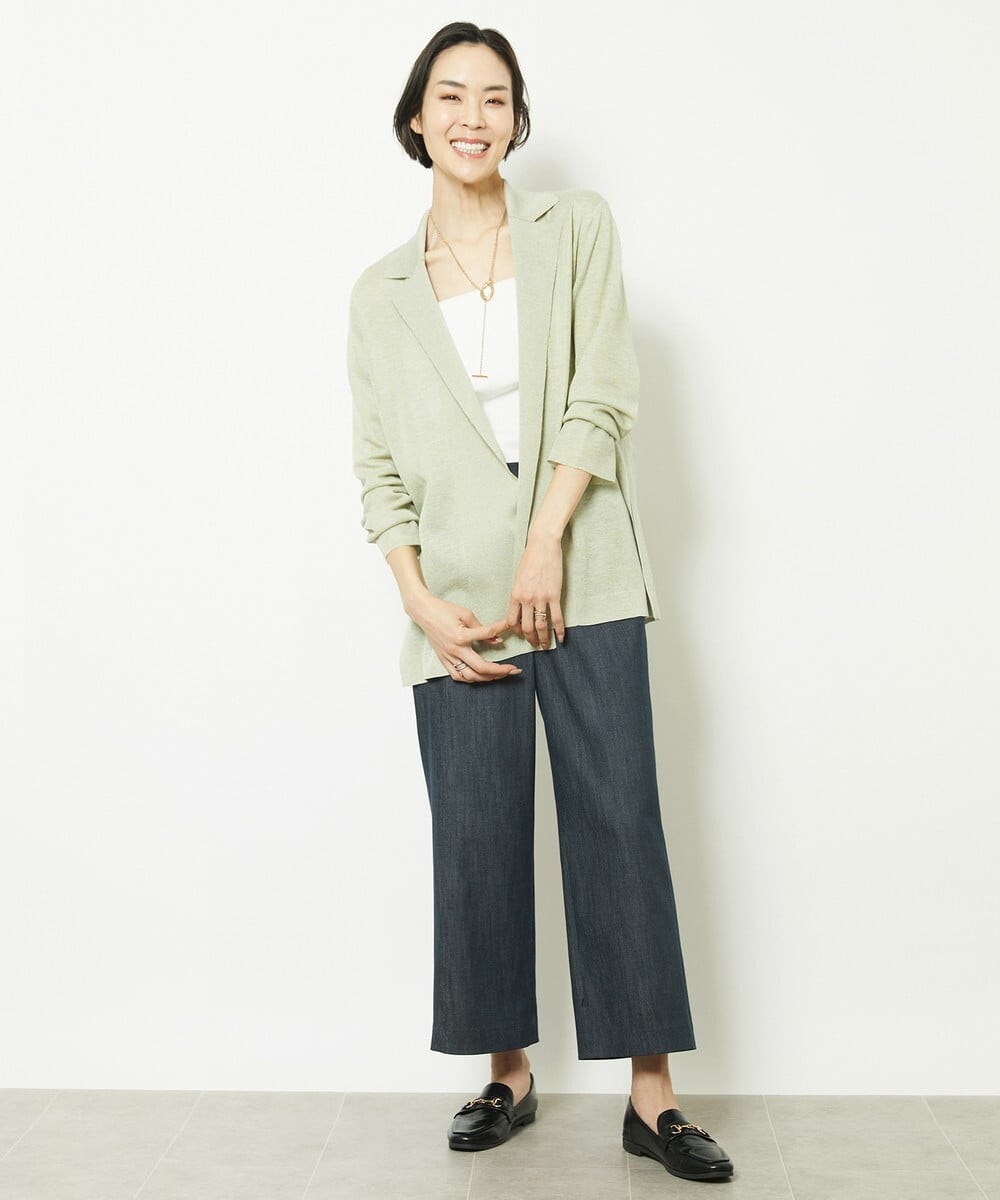 FMLHV50200 MICHEL KLEIN(ミッシェルクラン) リヨセルデニムセミワイドパンツ グレージュ(92)