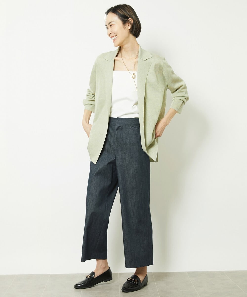 FMLHV50200 MICHEL KLEIN(ミッシェルクラン) リヨセルデニムセミワイドパンツ グレージュ(92)