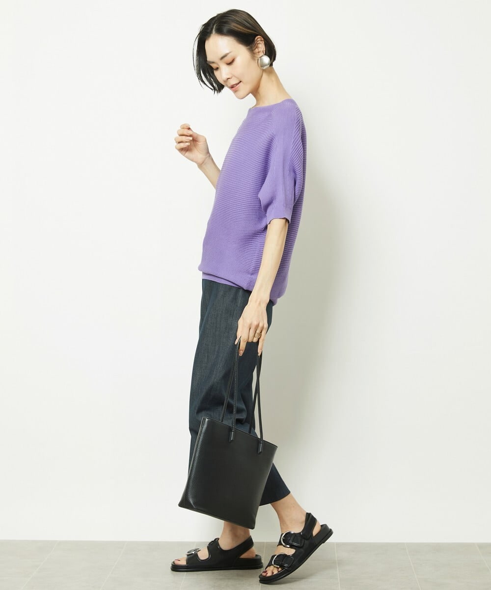 FMLHV50200 MICHEL KLEIN(ミッシェルクラン) リヨセルデニムセミワイドパンツ グレージュ(92)