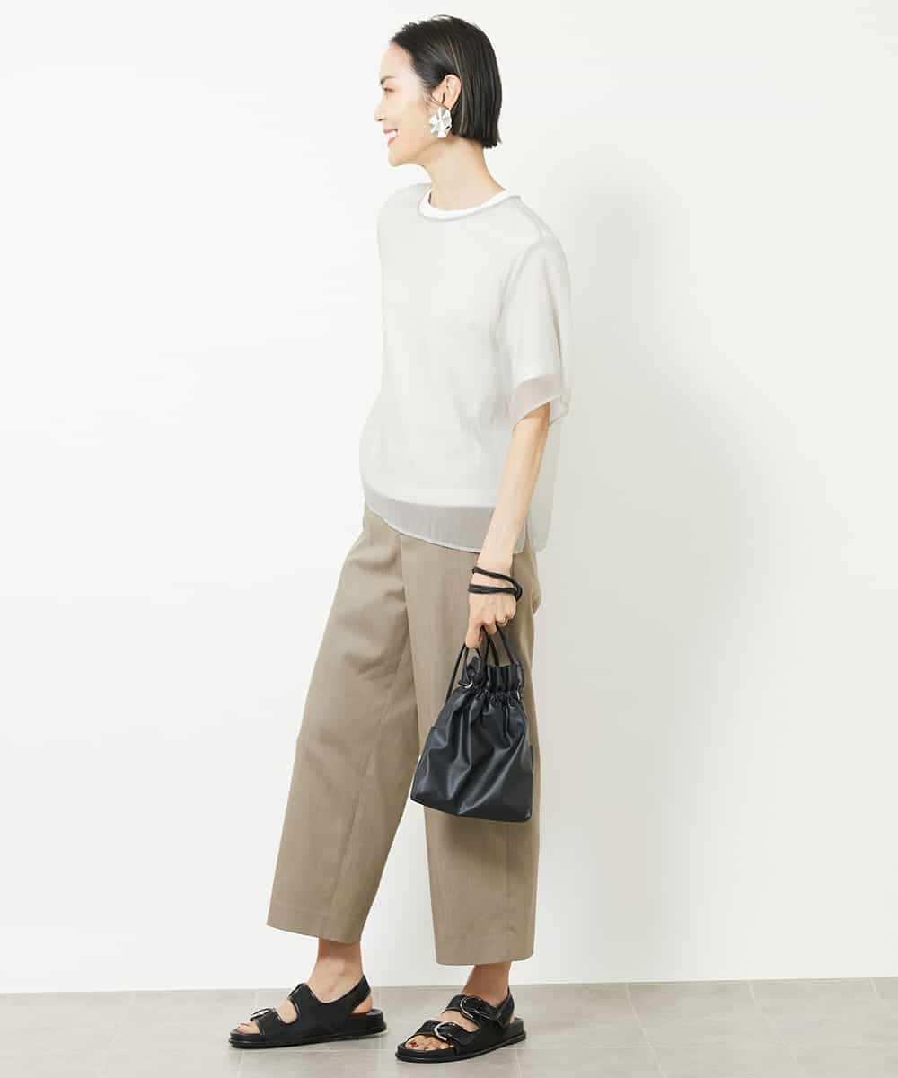 FMLHV50200 MICHEL KLEIN(ミッシェルクラン) リヨセルデニムセミワイドパンツ グレージュ(92)
