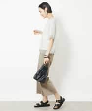 FMLHV50200 MICHEL KLEIN(ミッシェルクラン) リヨセルデニムセミワイドパンツ グレージュ(92)
