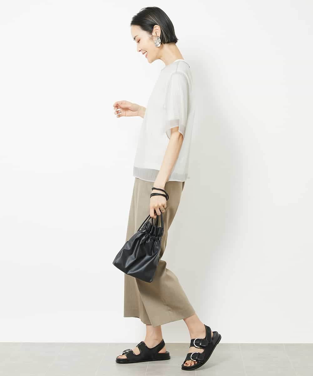 FMLHV50200 MICHEL KLEIN(ミッシェルクラン) リヨセルデニムセミワイドパンツ グレージュ(92)