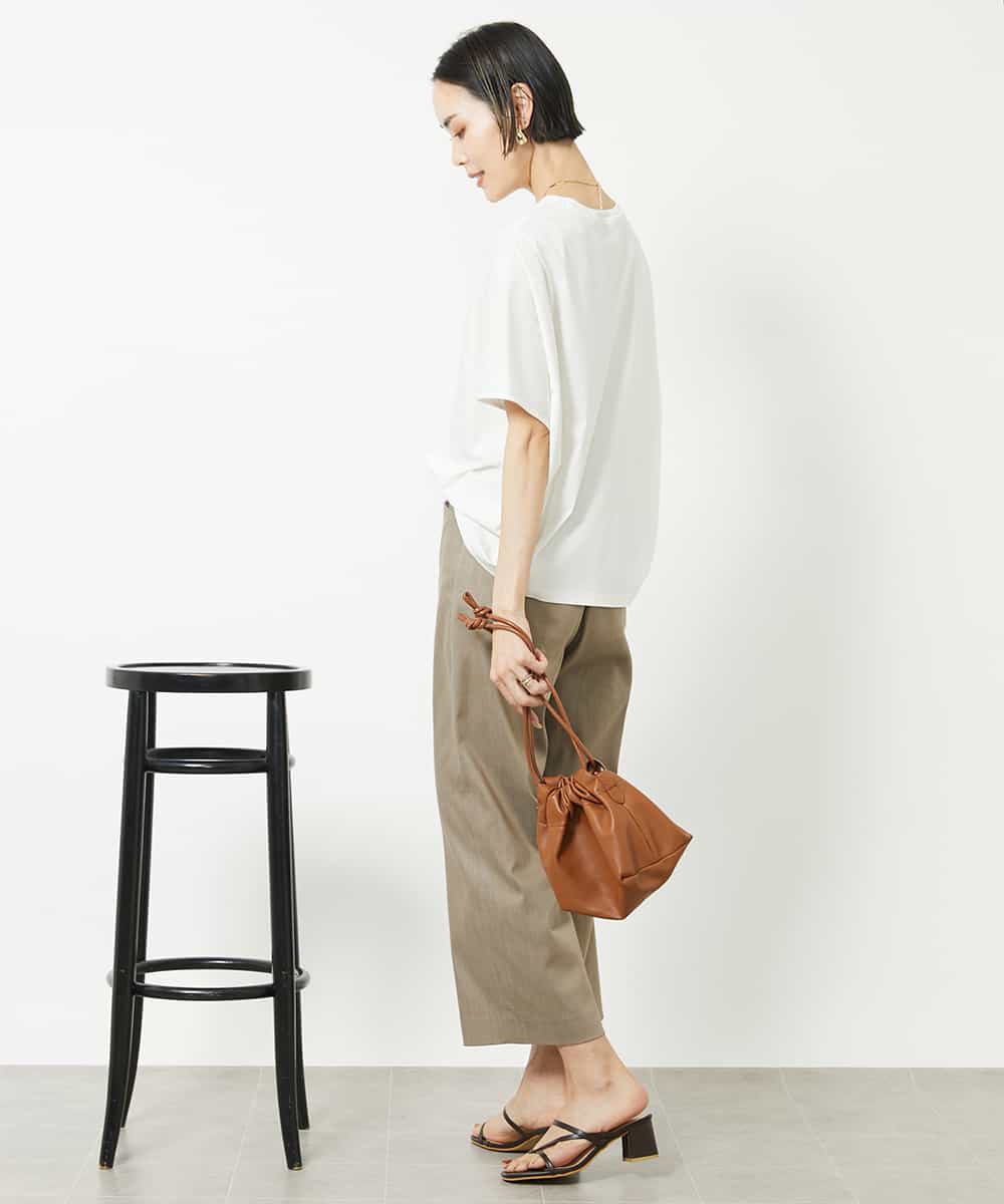 FMLHV50200 MICHEL KLEIN(ミッシェルクラン) リヨセルデニムセミワイドパンツ グレージュ(92)