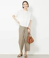 FMLHV50200 MICHEL KLEIN(ミッシェルクラン) リヨセルデニムセミワイドパンツ グレージュ(92)