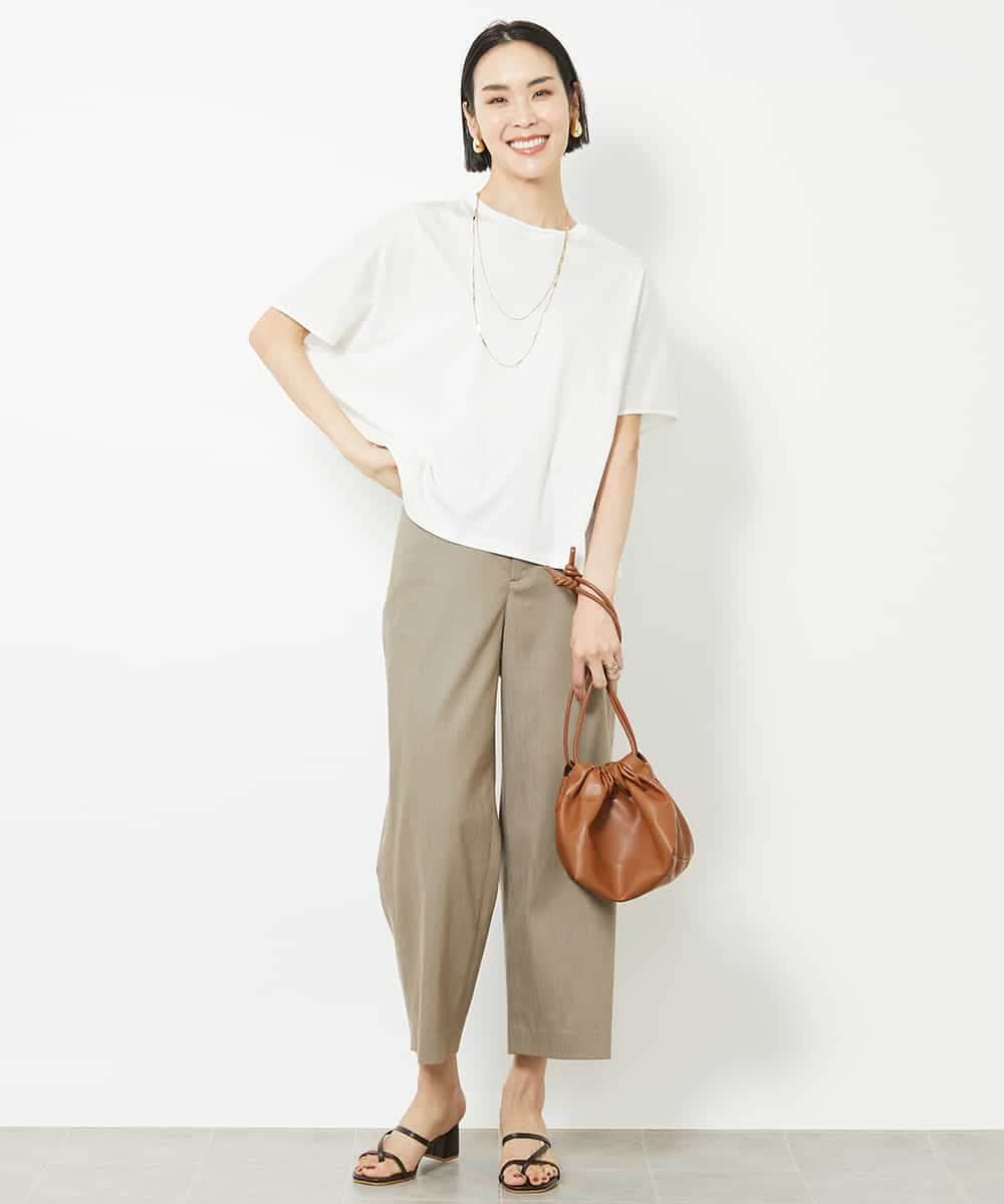 FMLHV50200 MICHEL KLEIN(ミッシェルクラン) リヨセルデニムセミワイドパンツ グレージュ(92)