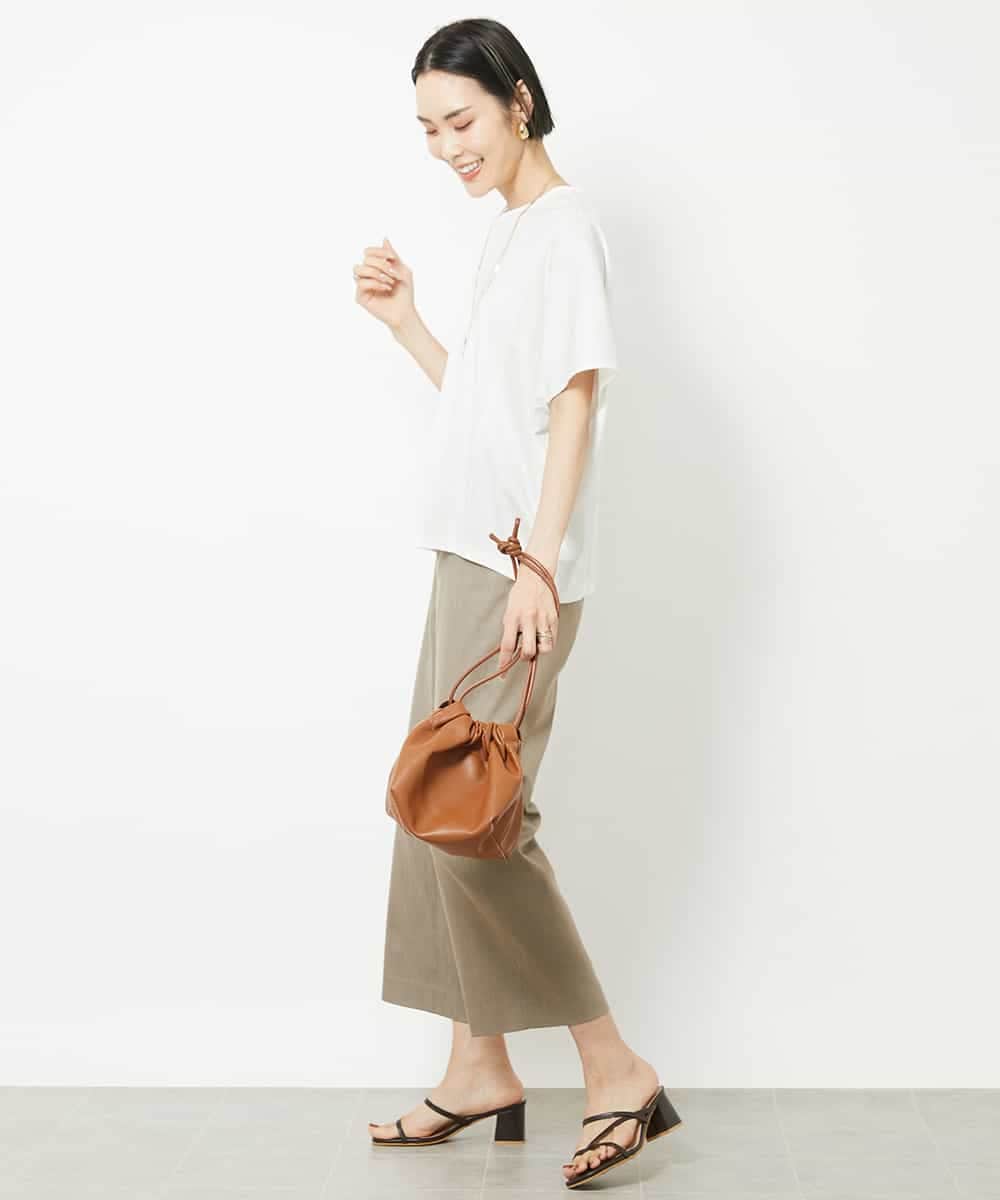 FMLHV50200 MICHEL KLEIN(ミッシェルクラン) リヨセルデニムセミワイドパンツ グレージュ(92)