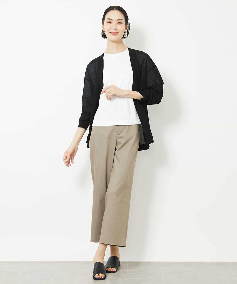 FMLHV50200 MICHEL KLEIN(ミッシェルクラン) リヨセルデニムセミワイドパンツ グレージュ(92)
