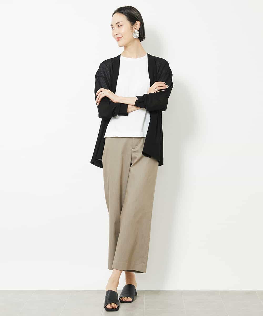 FMLHV50200 MICHEL KLEIN(ミッシェルクラン) リヨセルデニムセミワイドパンツ グレージュ(92)