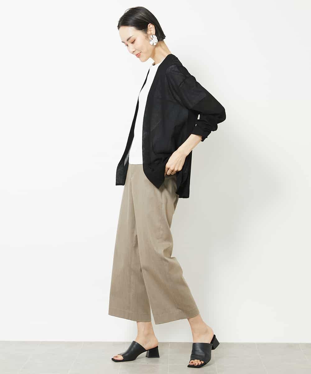 FMLHV50200 MICHEL KLEIN(ミッシェルクラン) リヨセルデニムセミワイドパンツ グレージュ(92)