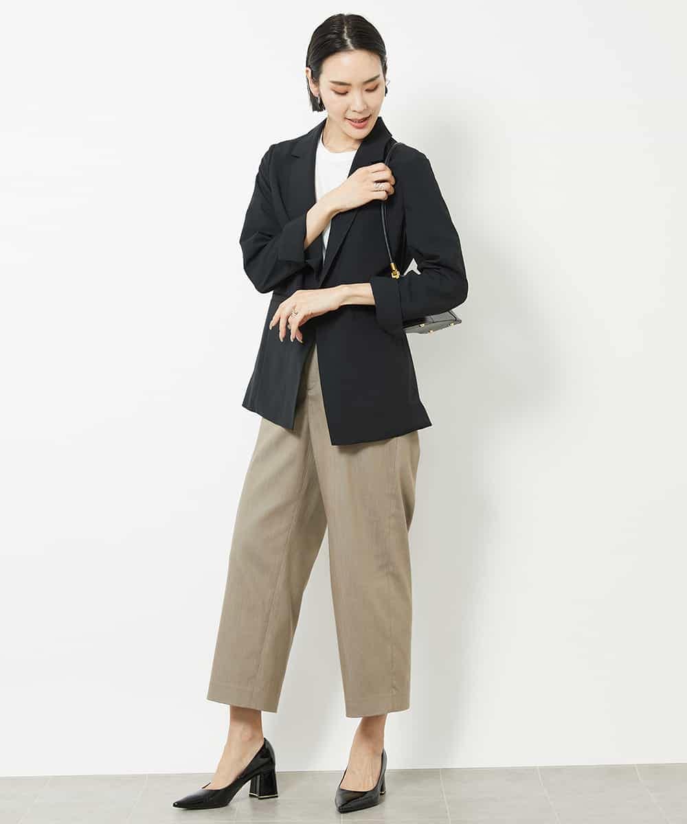 FMLHV50200 MICHEL KLEIN(ミッシェルクラン) リヨセルデニムセミワイドパンツ グレージュ(92)