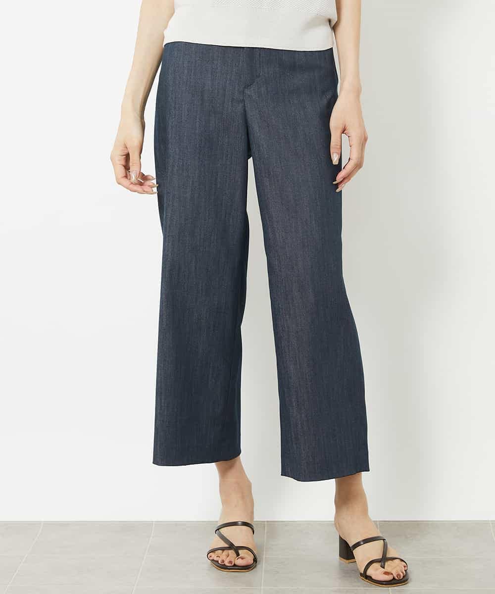 FMLHV50200 MICHEL KLEIN(ミッシェルクラン) リヨセルデニムセミワイドパンツ グレージュ(92)