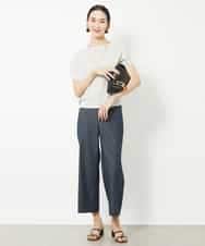 FMLHV50200 MICHEL KLEIN(ミッシェルクラン) リヨセルデニムセミワイドパンツ グレージュ(92)