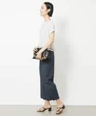 FMLHV50200 MICHEL KLEIN(ミッシェルクラン) リヨセルデニムセミワイドパンツ グレージュ(92)