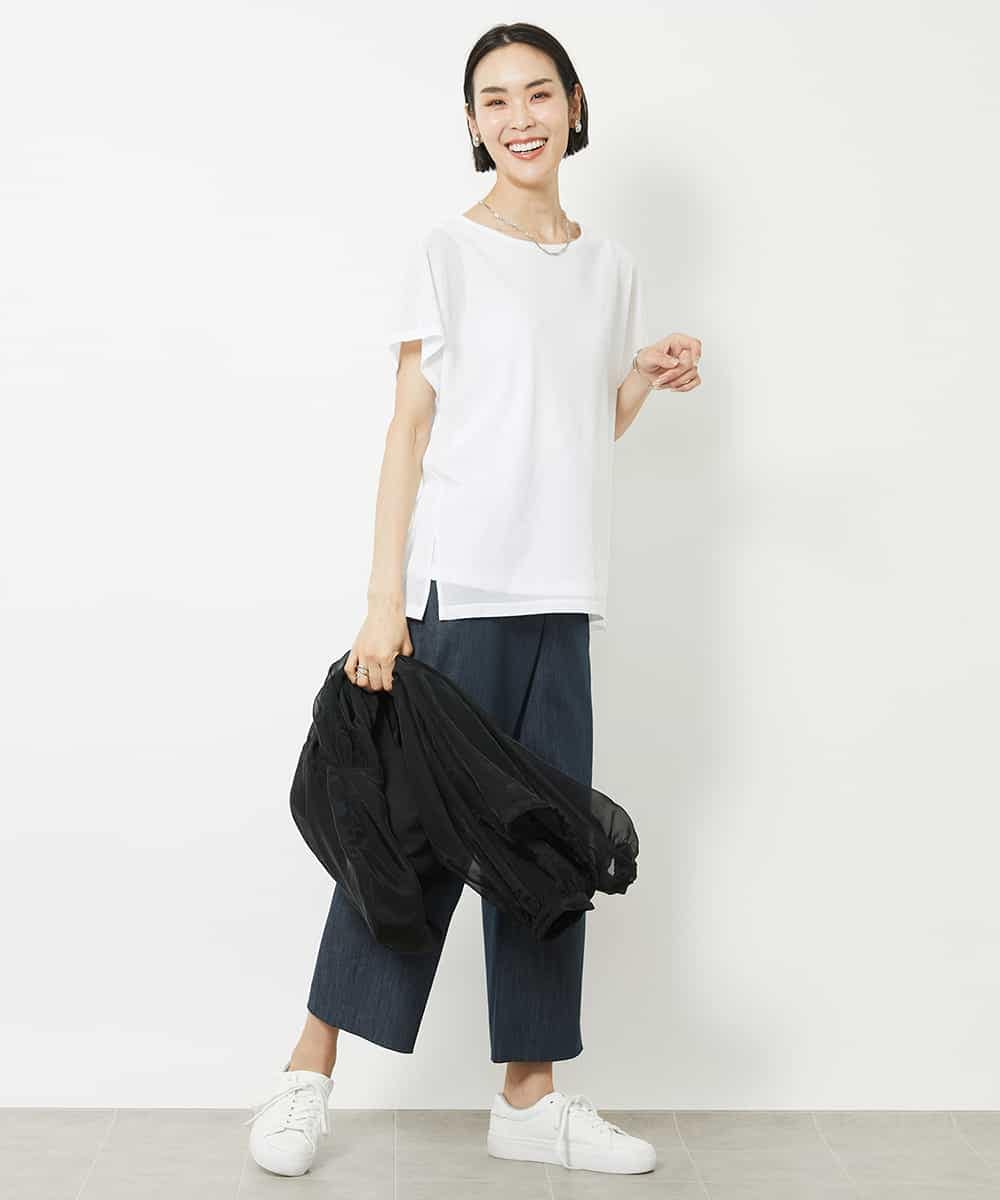 FMLHV50200 MICHEL KLEIN(ミッシェルクラン) リヨセルデニムセミワイドパンツ グレージュ(92)