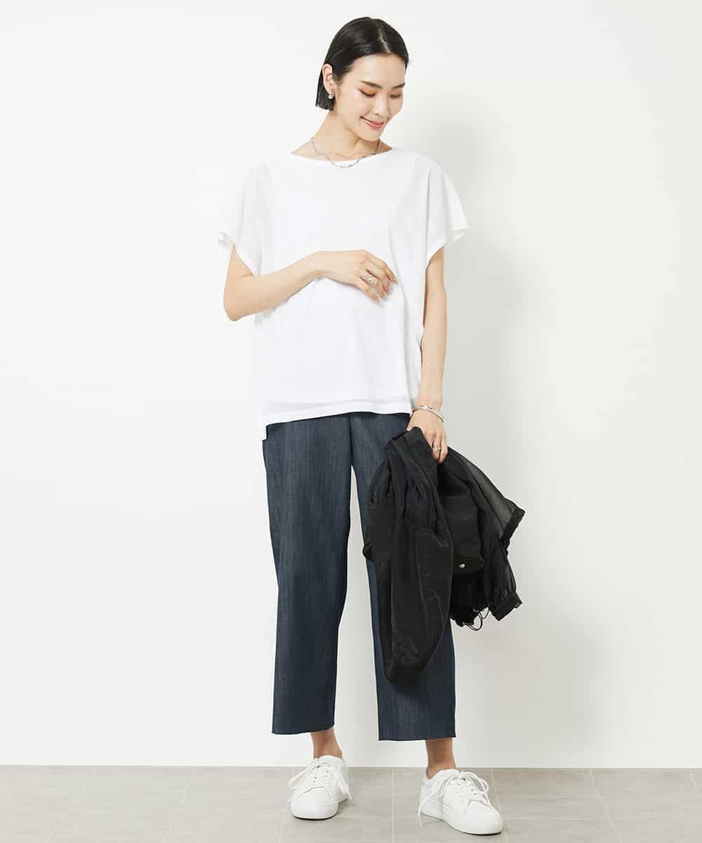 FMLHV50200 MICHEL KLEIN(ミッシェルクラン) リヨセルデニムセミワイドパンツ グレージュ(92)
