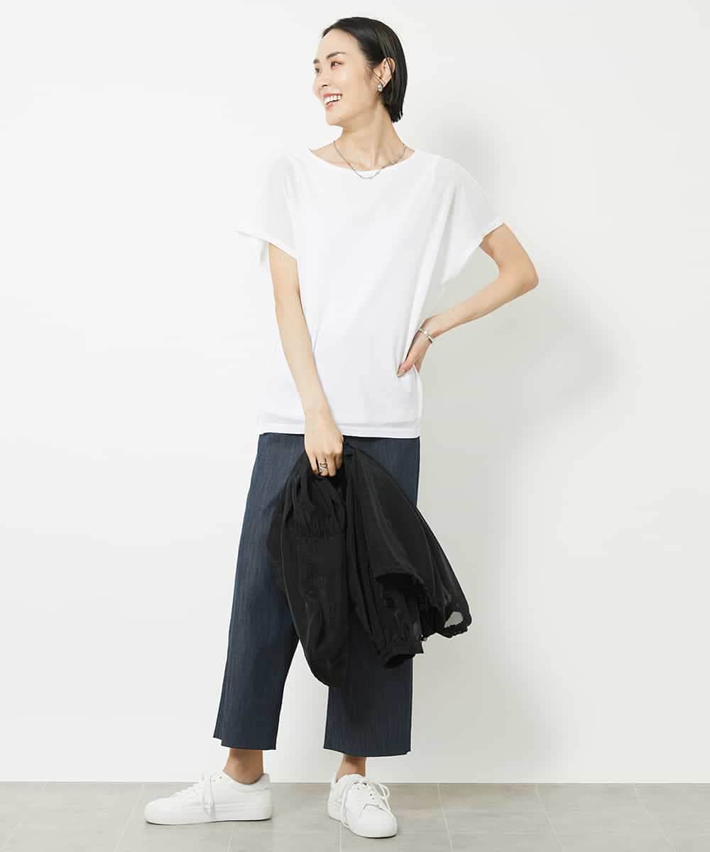 FMLHV50200 MICHEL KLEIN(ミッシェルクラン) リヨセルデニムセミワイドパンツ グレージュ(92)