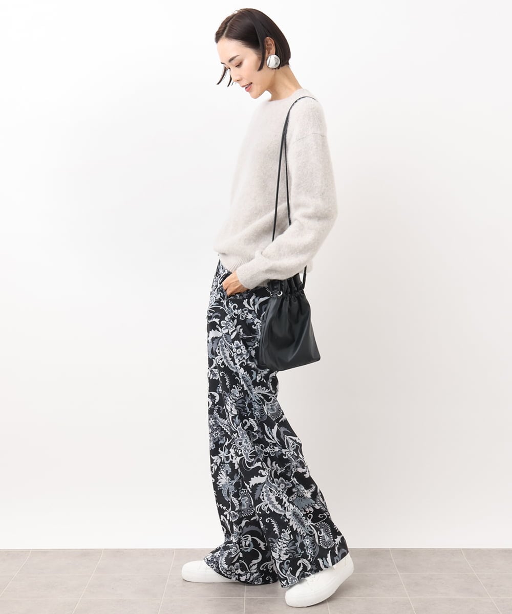 FMLHV54270 MICHEL KLEIN(ミッシェルクラン) ペイズリープリントリラクシーパンツ ブラック系(94)