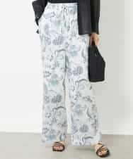 FMLHV54270 MICHEL KLEIN(ミッシェルクラン) ペイズリープリントリラクシーパンツ ホワイト系(50)