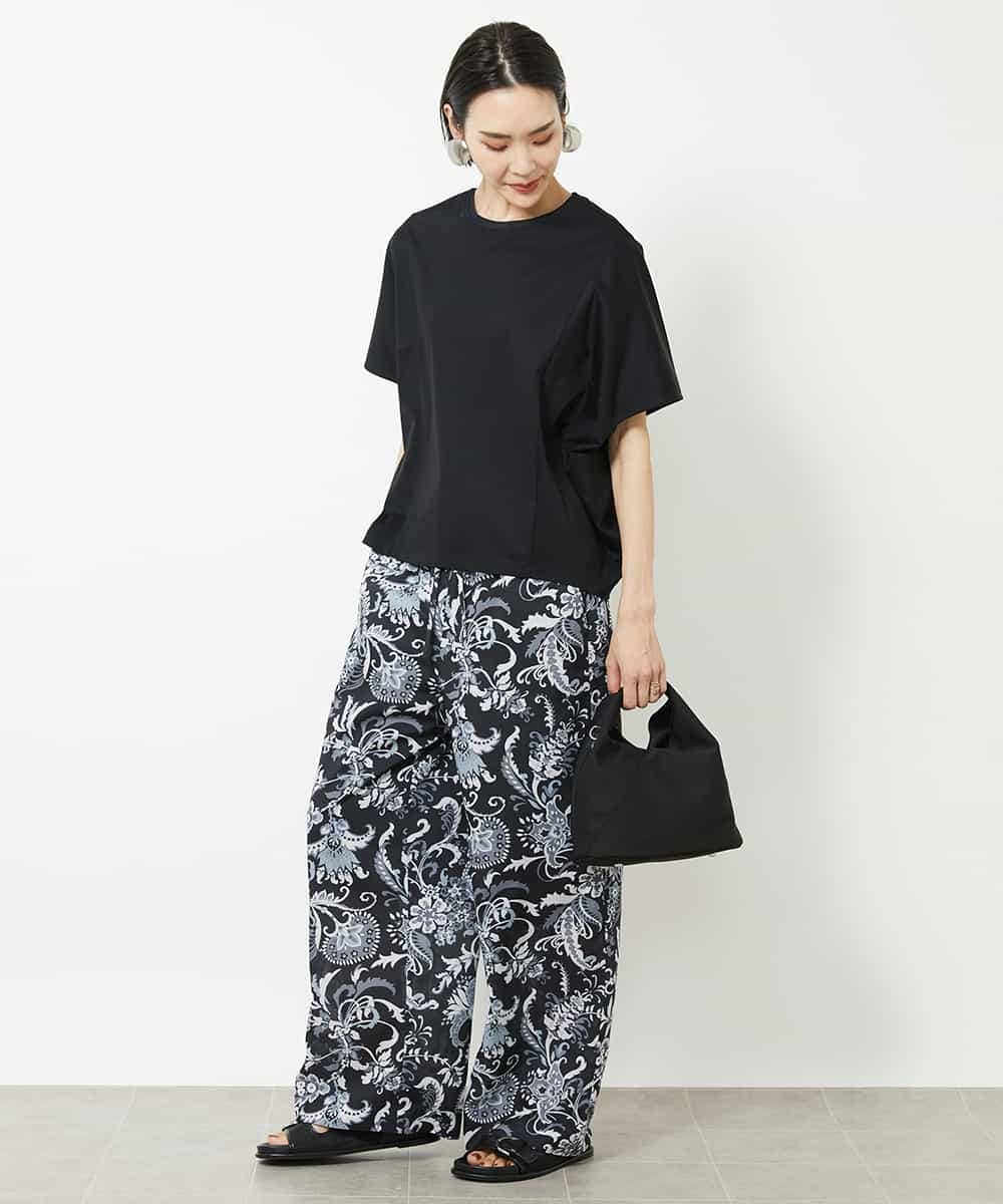 FMLHV54270 MICHEL KLEIN(ミッシェルクラン) ペイズリープリントリラクシーパンツ ブラック系(94)