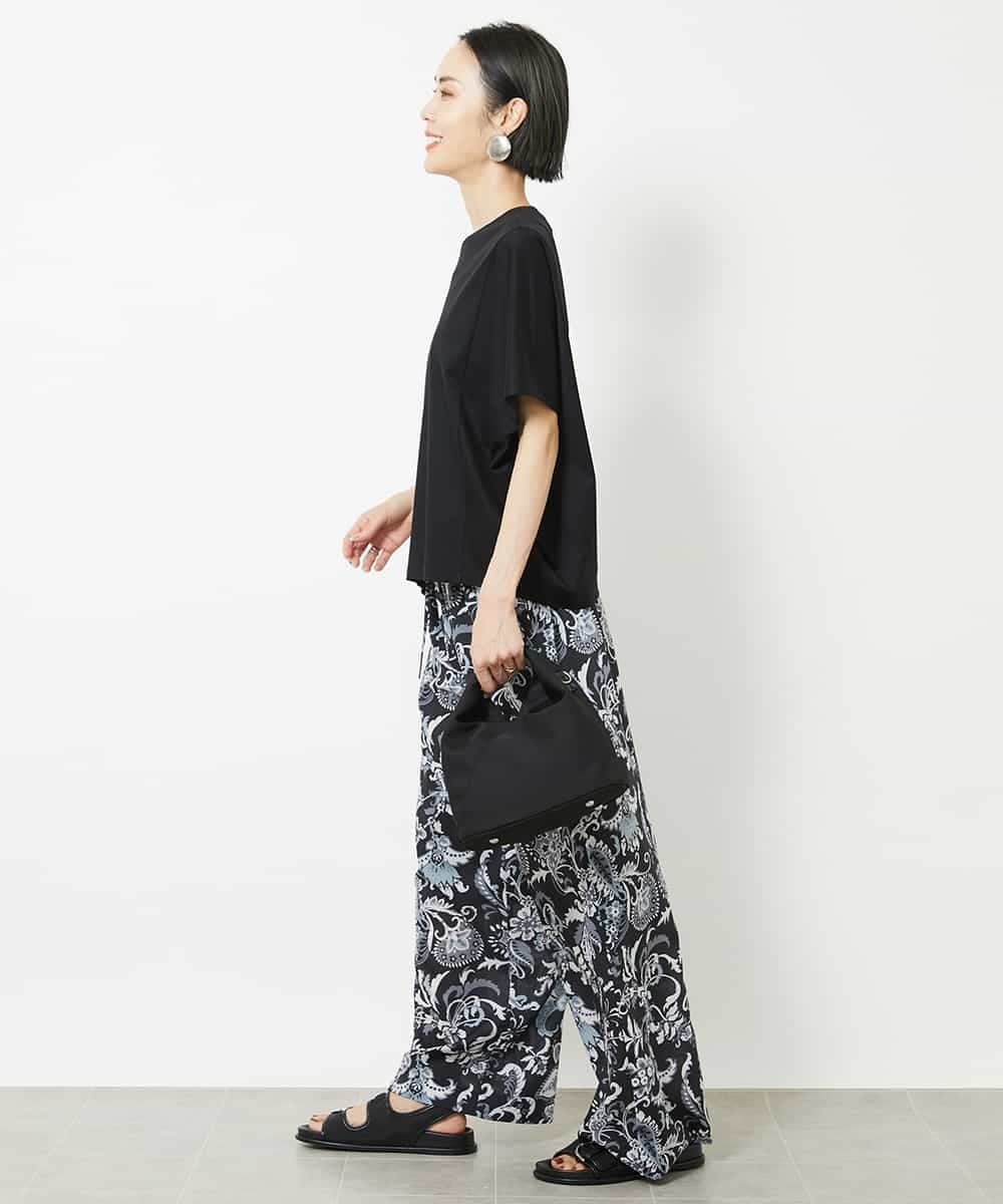 FMLHV54270 MICHEL KLEIN(ミッシェルクラン) ペイズリープリントリラクシーパンツ ブラック系(94)