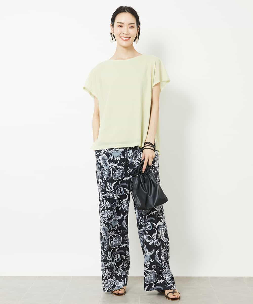 FMLHV54270 MICHEL KLEIN(ミッシェルクラン) ペイズリープリントリラクシーパンツ ブラック系(94)
