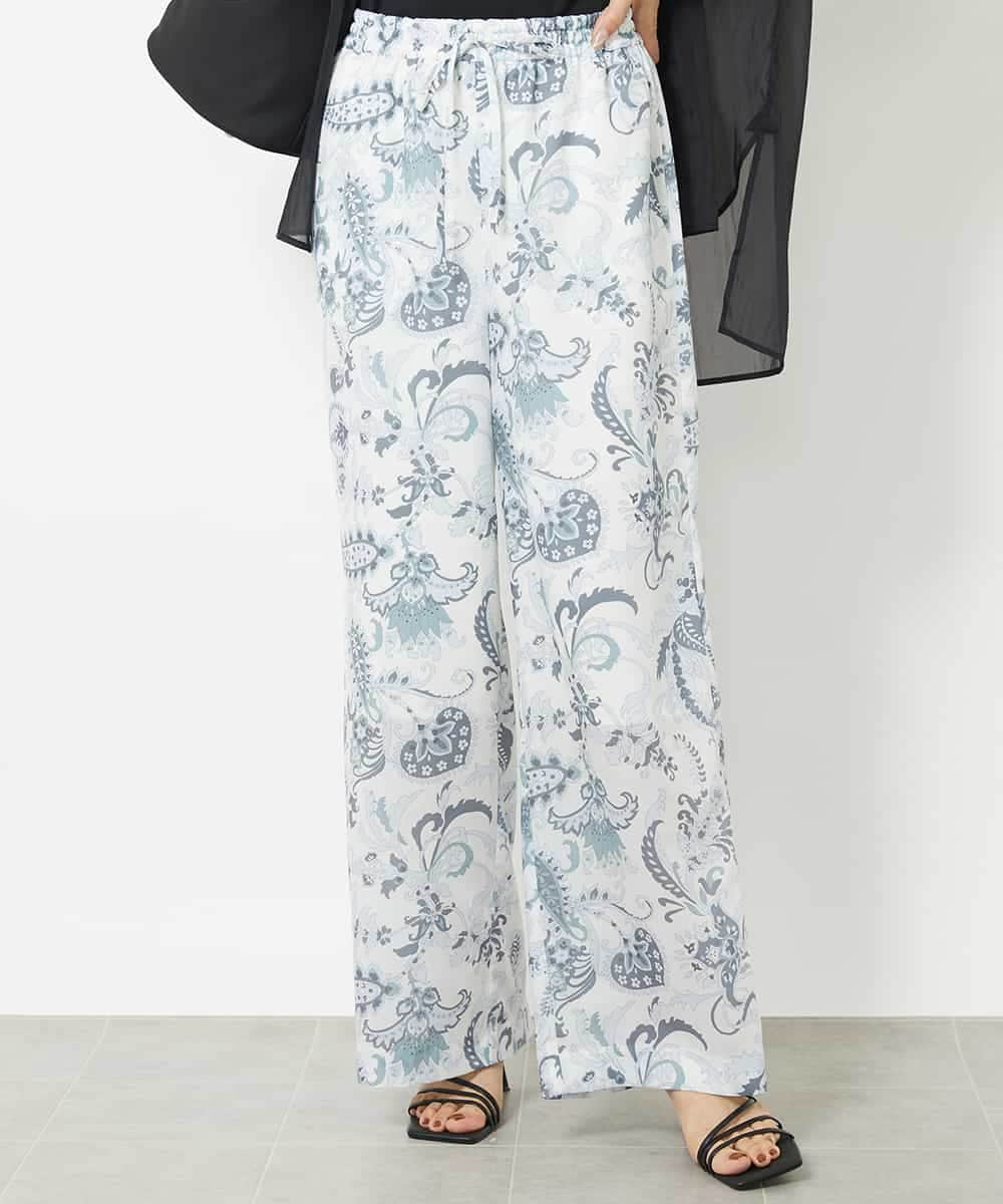 FMLHV54270 MICHEL KLEIN(ミッシェルクラン) ペイズリープリントリラクシーパンツ ブラック系(94)