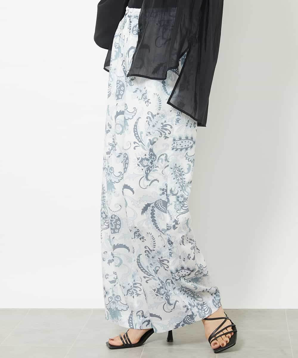 FMLHV54270 MICHEL KLEIN(ミッシェルクラン) ペイズリープリントリラクシーパンツ ブラック系(94)