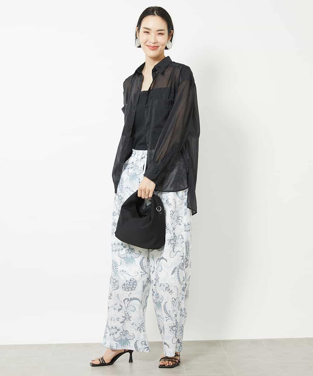 FMLHV54270 MICHEL KLEIN(ミッシェルクラン) ペイズリープリントリラクシーパンツ ブラック系(94)
