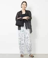FMLHV54270 MICHEL KLEIN(ミッシェルクラン) ペイズリープリントリラクシーパンツ ブラック系(94)